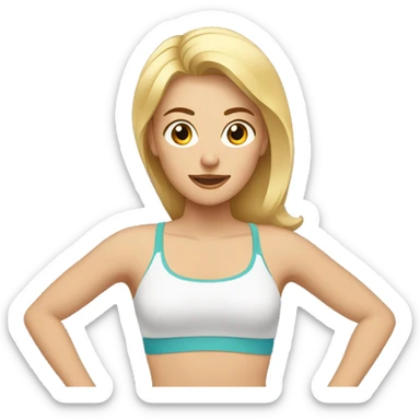 a blonde woman with brown eyes doing physical exercises sticker
