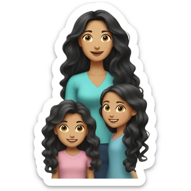 Mom vietnamese and 3 daughers long hair  sticker