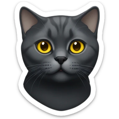 british shorthair cat in the Color dark black smoke with yellow eyes sticker