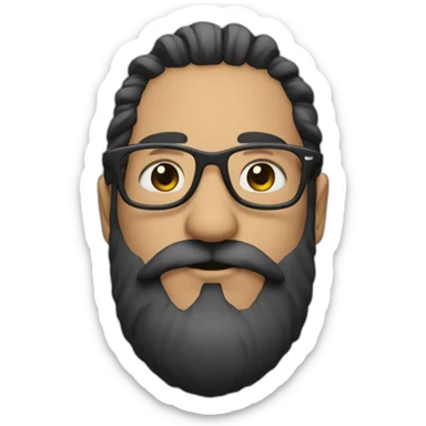 a person with man bun, beard and glasses sticker