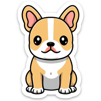 Frenchie tan and white  sticker