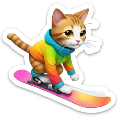 Cat snowboard sticker