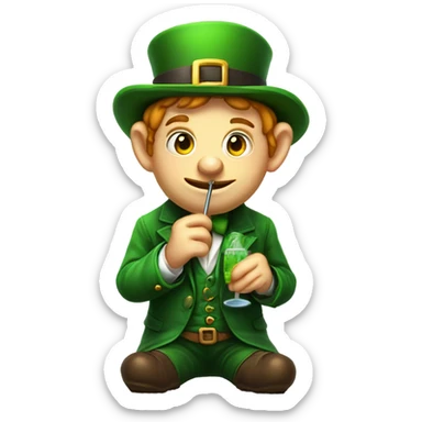 leprechaun with fever and thermometer sticker