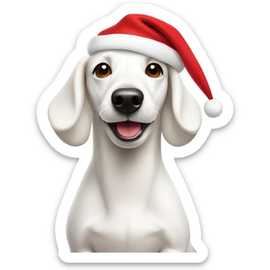 White sausage dog in Santa hat  sticker