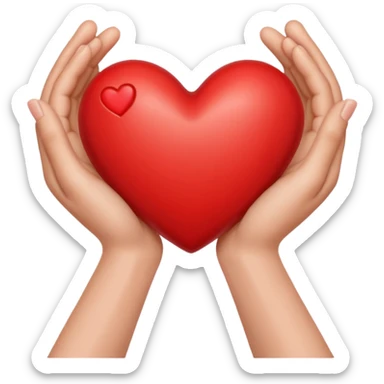 Red Heart between hands sticker