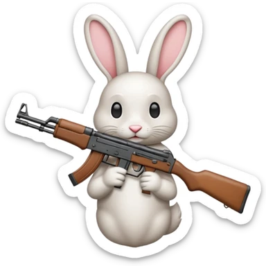 Crea un emoji de un conejo sosteniendo una  Ak47 sticker
