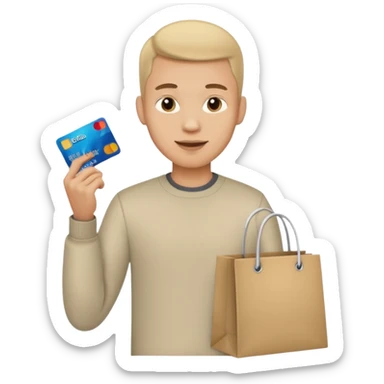 emoji of a man with a credit card and a shopping bag sticker