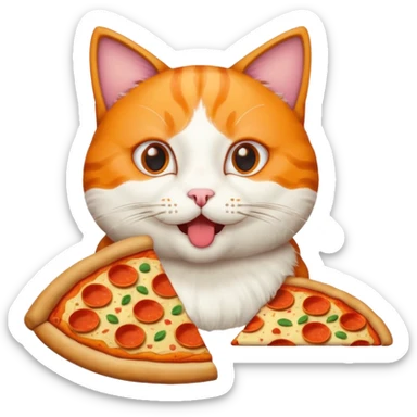 cat eating a pizza sticker