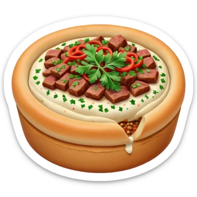 open meat esfirra with lightly toasted dough, meat filling with onion and parsley sticker