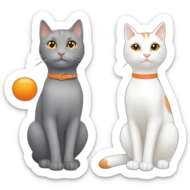 grey cat and white and orange cat sticker