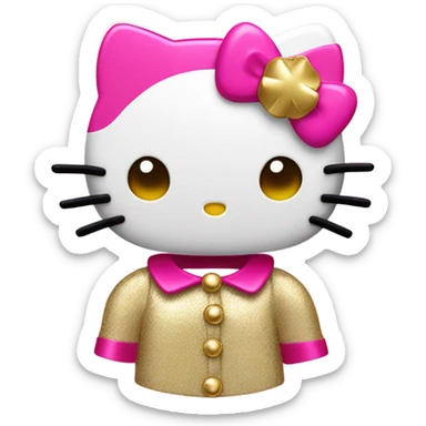 Hello kitty with pink and gold stiletto nails ￼￼ sticker