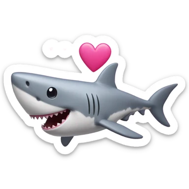 Pink shark with hearts behind  sticker