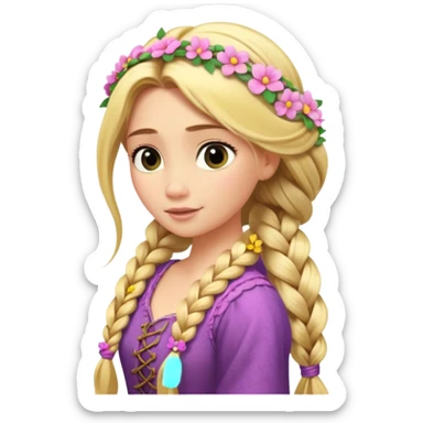 Rapunzels braided hair with flowers in braid sticker