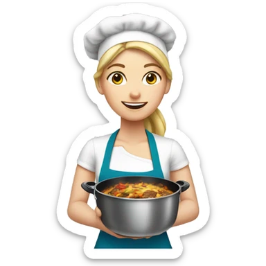 White girl cooking sticker