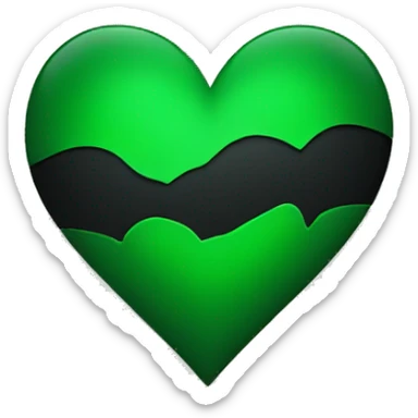 Half black and Green heart sticker