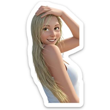 smiling girl by the ocean sticker