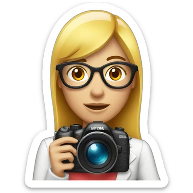 chica periodista con camara de fotos sticker