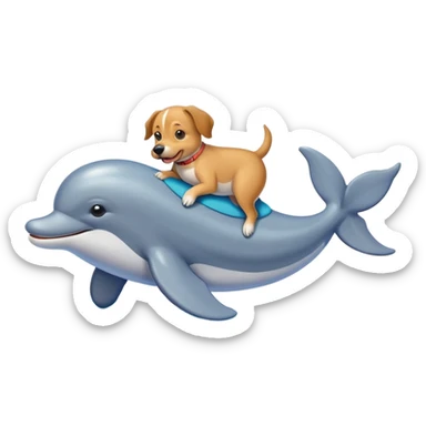 dog riding a dolphin sticker