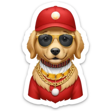 Create a golden retriever that is dressed like a rapper  sticker