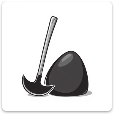 A black and white doodle of a pickaxe sticker