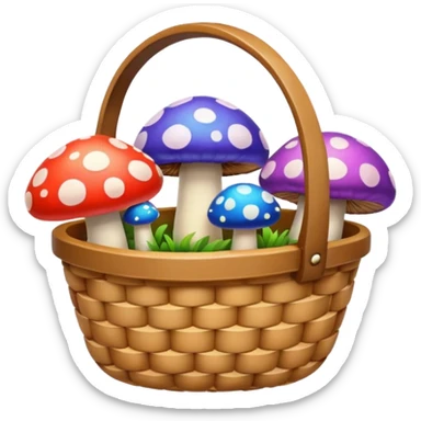 Basket with Psychedelic mushrooms sticker