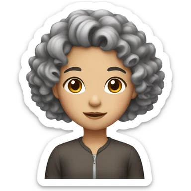 asian girl with curly hair sticker