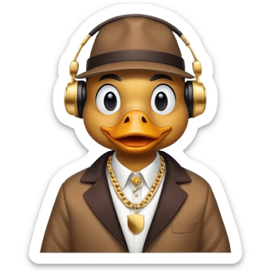 A gangster duck listening to rap music sticker
