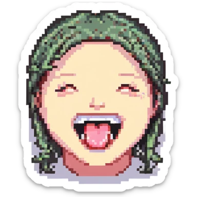 smiling with tongue sticking out
add the words  I’m talking bout innatt  sticker