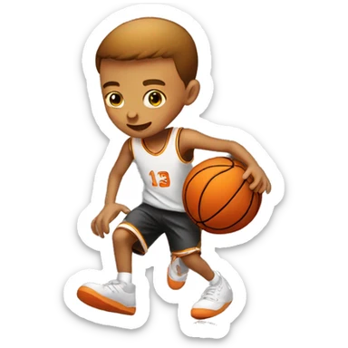 kid dribbling a basketball sticker