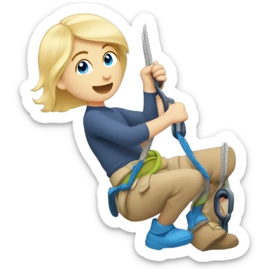 Blonde hair blue eyed boy climbing with a mixed girl belaying him sticker