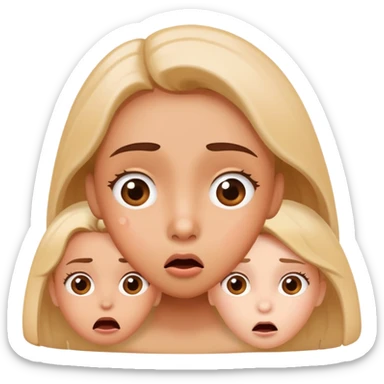 Face with mistake expression saying oops, followed by three girl symbols sticker