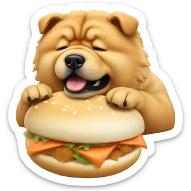 Chow Chow dog eating bao sticker