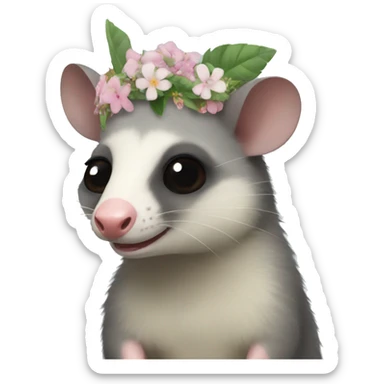 Possum with flower crown sticker