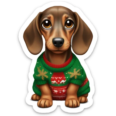 Dachshund puppy with a Christmas pullover  sticker