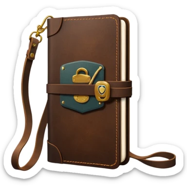 dark brown leather travelers journal sticker