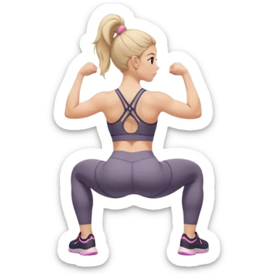 girl working out glutes shirt on but showing from behind but she's squatting and full body zoomed out also more coverage please  sticker