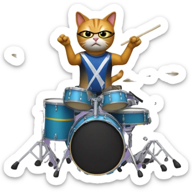 cat dressed as the drummer in weezer sticker