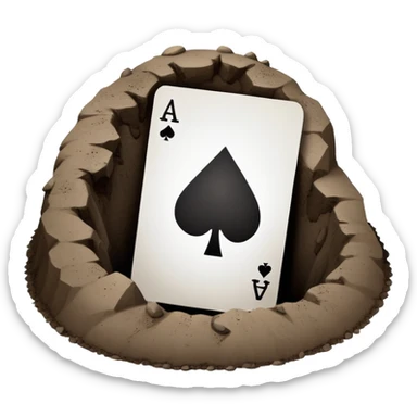 ace of spades card going into a hole of dirt in the ground sticker