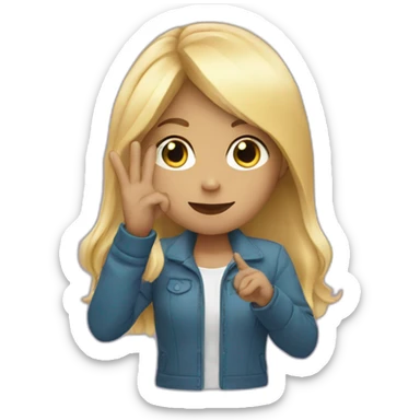 girl with blonde hair showing THREE fingers salute sticker