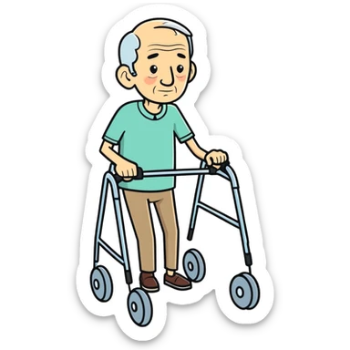 Elderly man using a walker  sticker