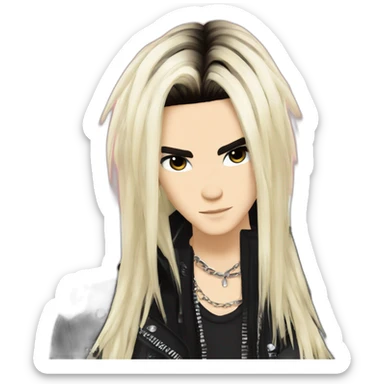 Bill Kaulitz black hair down with blonde highlights emo sticker