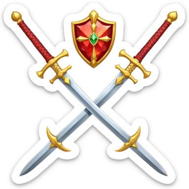 Fully yellow royal two swords crossed fiery with red gems sticker