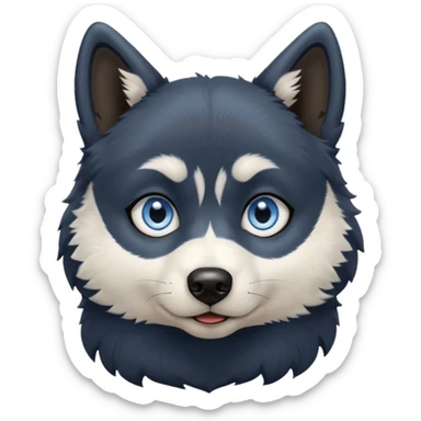 Dark black Husky with blue eyes with a confused look on his face sticker