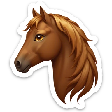Cinematic Elegant Bay Horse Portrait Emoji, Head held high with a serene, majestic gaze, showcasing a magnificent bay fur with a rich, lustrous sheen, a flowing mane and tail, and radiant amber eyes that exude beauty and grace, Simplified yet majestically refined features, highly detailed, glowing with a soft, ethereal light, high shine, poised and breathtaking, stylized with an air of pure elegance, capturing the essence of a stunning and graceful steed, so beautiful it feels like it could gallop out of the screen with effortless charm! sticker