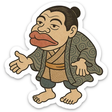 human with big lips, hands, and feet in ukiyo-e style sticker