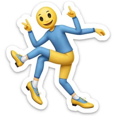 Yellow smiley face emoji with legs and point shoes sticker