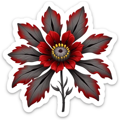Grey creepy flower with red and blood on inside sticker