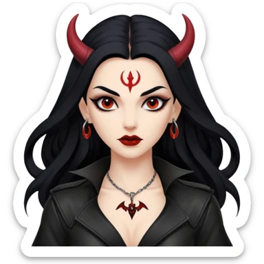 Lilith symbol seductress evil brow haired sexy succubus woman with leather on sticker