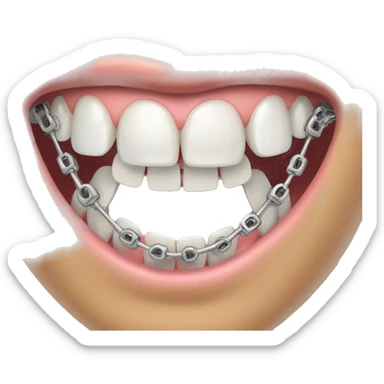 metal braces ontop of white teeth smiling sticker