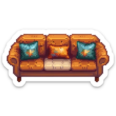 cozy sofa with soft cushions in warm colors sticker
